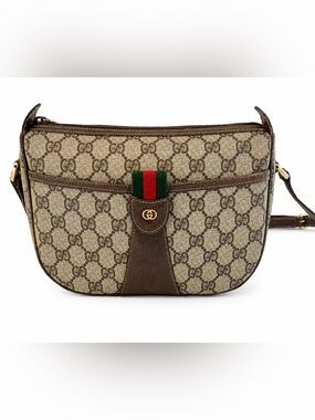 Authentic 1980s Gucci GG Supreme Web Stripe Crossbody Shoulder Bag